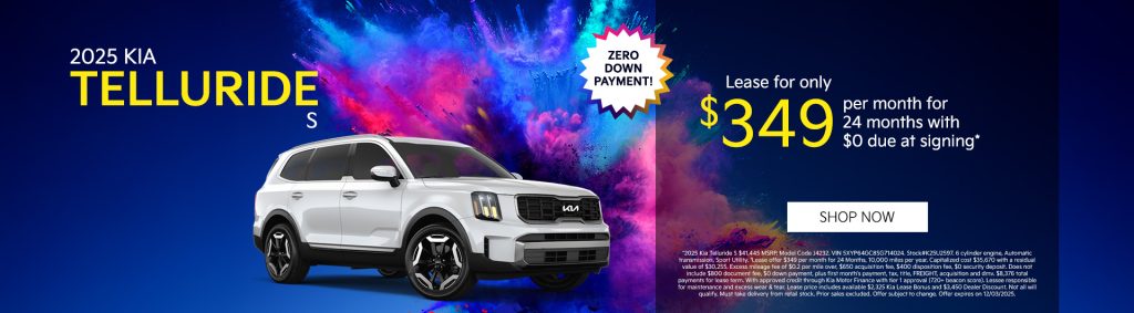 2025 Kia Telluride S – Lease for $349/Month for 24 Months