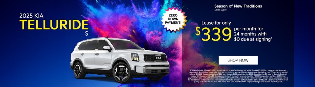 2025 Kia Telluride S – Lease for $339/mo for 24 Months